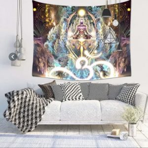 Meditation Yoga Art Psychedelic Pattern Tapestry 